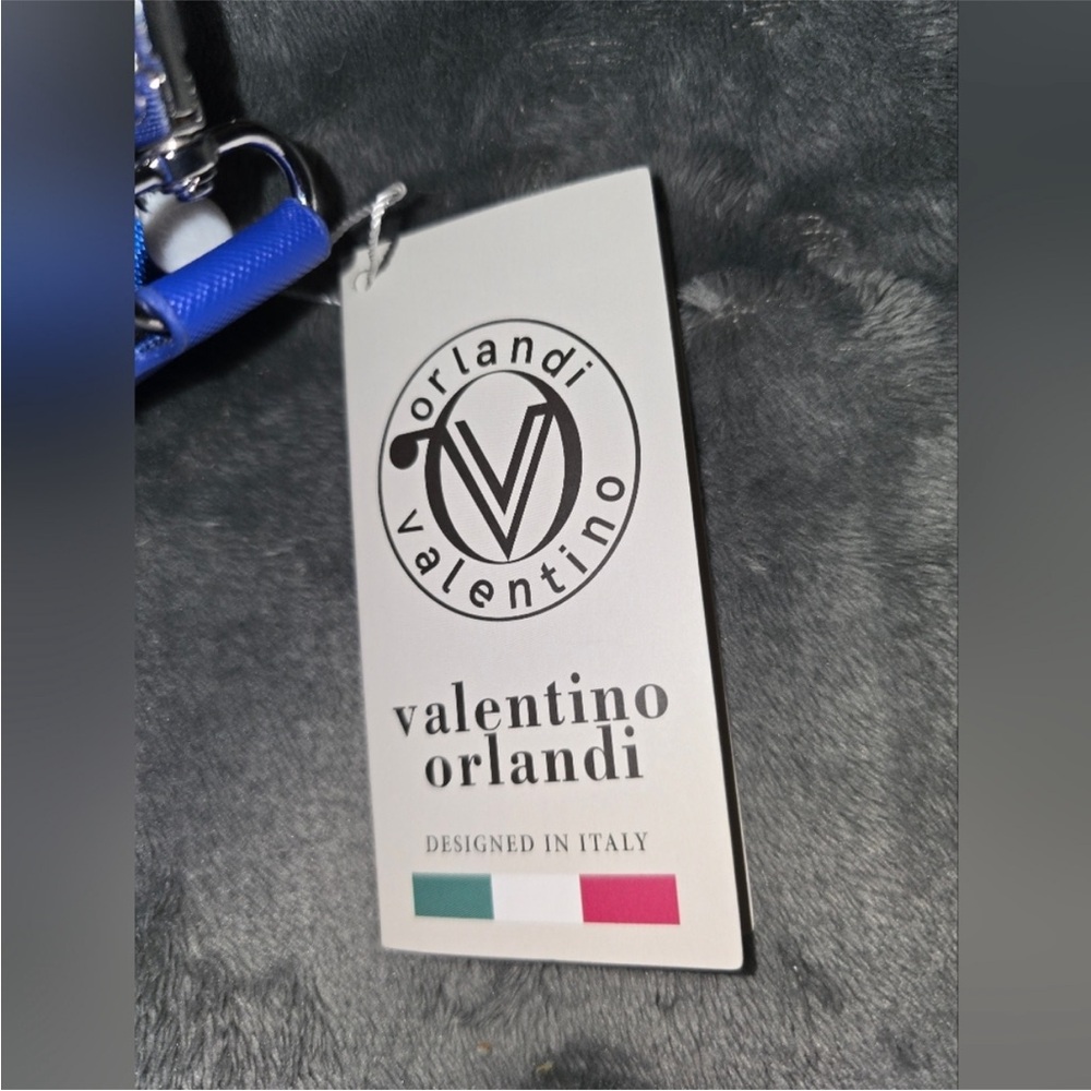 Valentino- NWT! Orlandi Blue Crossbody Bag w/ Guitar Strap- Vegan Leather - Picture 6 of 8